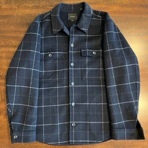 Vince. Men's Splittable Plaid Shirt Jacket - Navy - Size Large